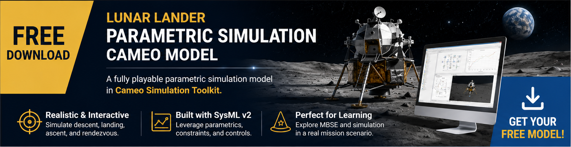 Free download: Lunar Lander parametric simulation Cameo model