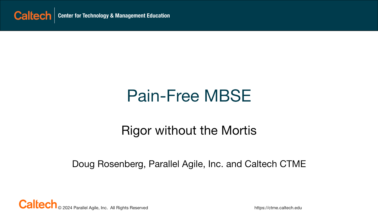 Pain-Free MBSE title slide
