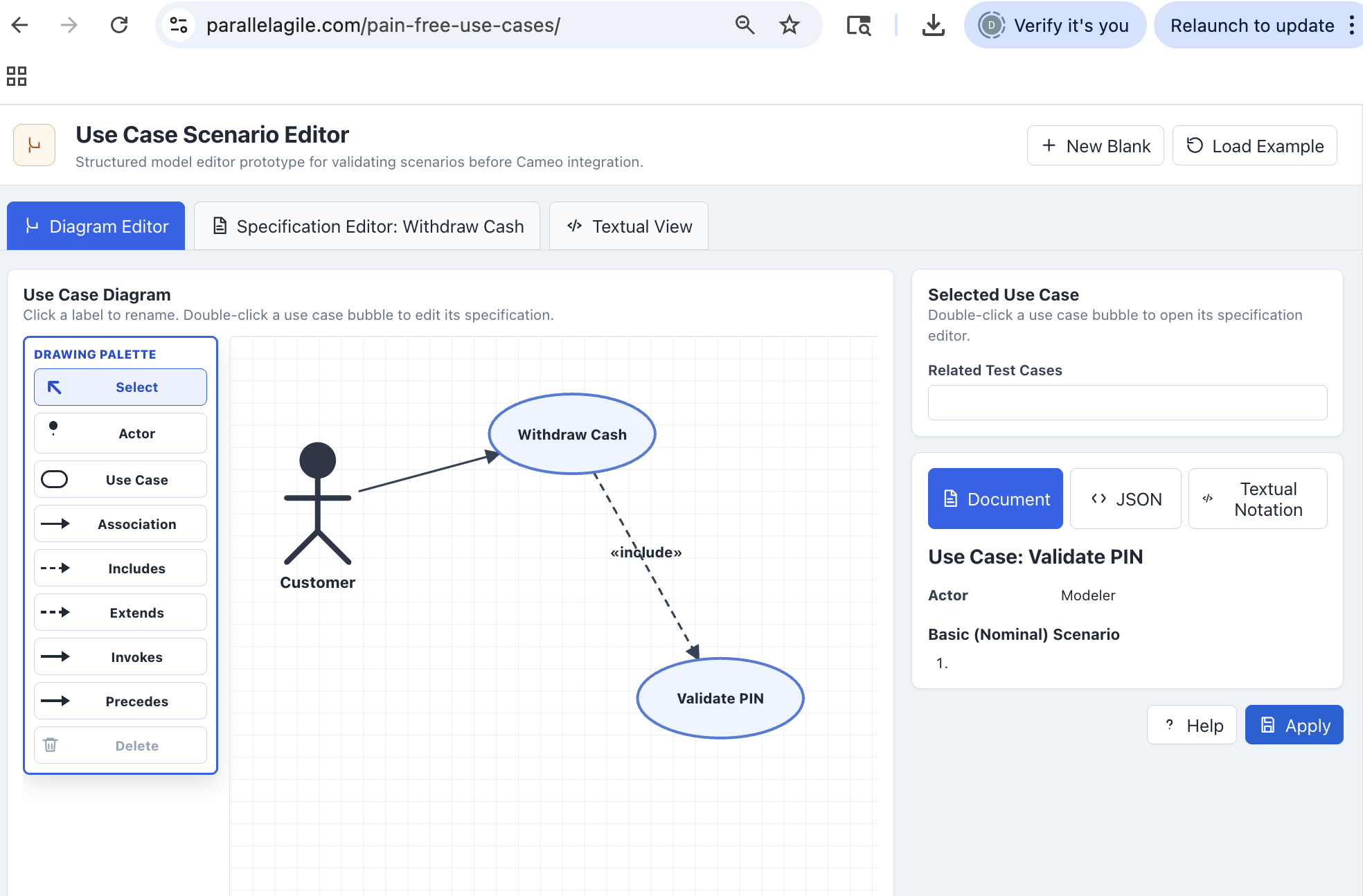 Structured Use Case Editor screenshot